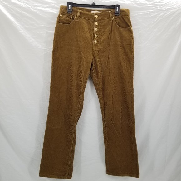 Tory Burch Womens Jeans  Brown Corduroy Button Fly Straight Fit  Pants 30 x 28 - Picture 8 of 12